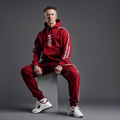 Red designer tracksuit cheap